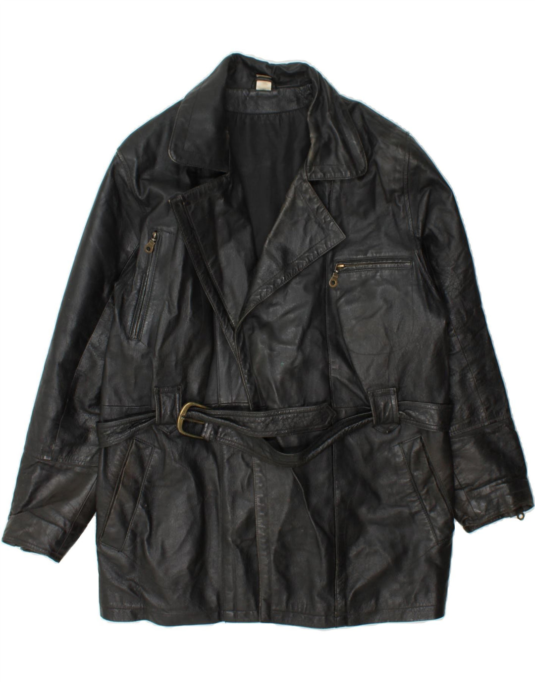 VINTAGE Womens Leather Jacket UK 12 Medium  Black Leather Vintage Vintage and Second-Hand Vintage from Messina Hembry 