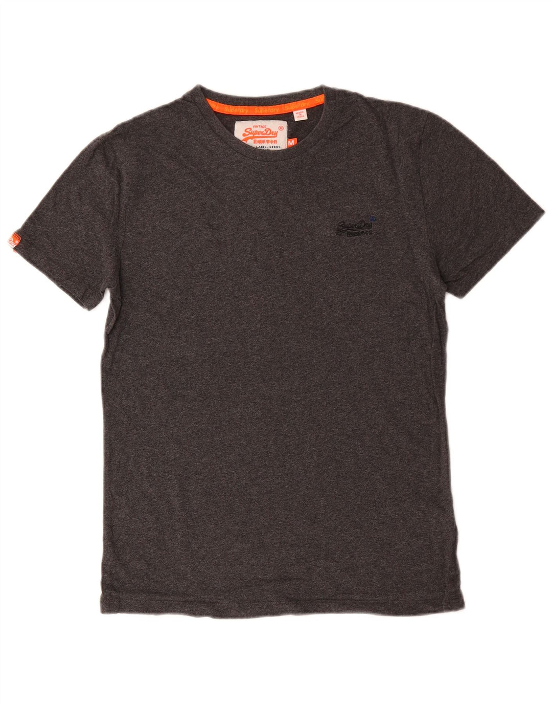 SUPERDRY Tricou Femei Top UK 14 Medium Gri Bumbac