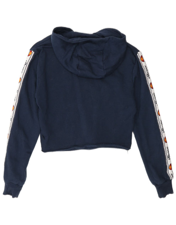 Pulover pentru femeie Ellesse Graphic Crop Hoodie UK 4 XS Bumbac bleumarin
