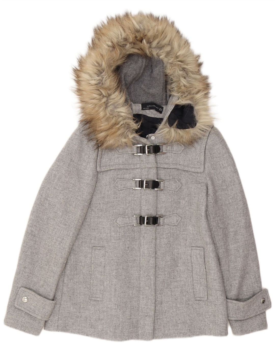 Jachetă duffle supradimensionată pentru femei Zara UK 6 XS Lână gri