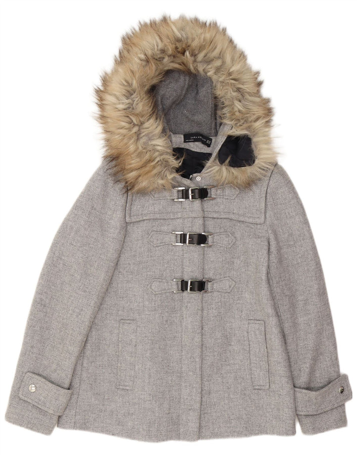 Jachetă duffle supradimensionată pentru femei Zara UK 6 XS Lână gri