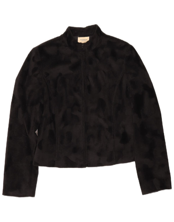 Jachetă Fleece Crop MOTIVI pentru femei IT 44 Medium Black Animal Print Poliester