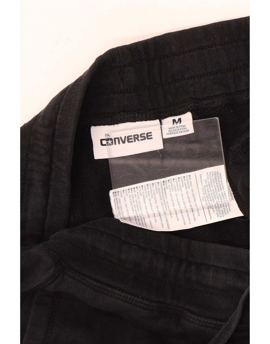 Pantaloni de trening grafic Converse pentru bărbați Joggeri, bumbac mediu negru