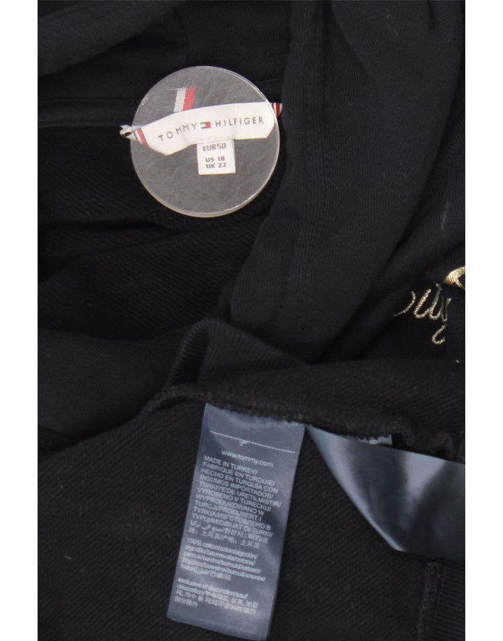 TOMMY HILFIGER Pulover cu glugă cu grafic pentru femei UK 22 3XL Bumbac bleumarin