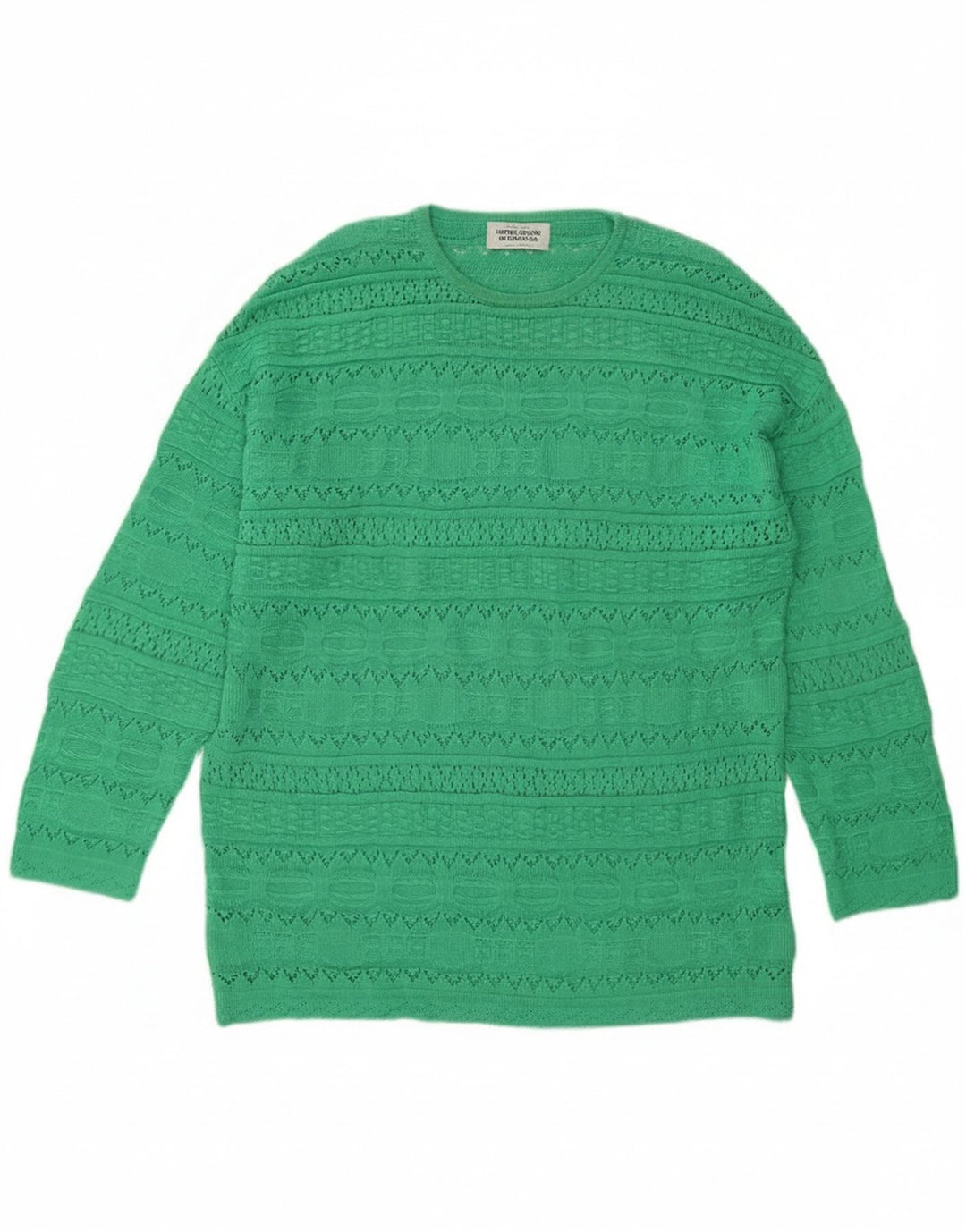 Pulover pentru femei Benetton cu paragate cu decolteu triplu UK 10 Small Green