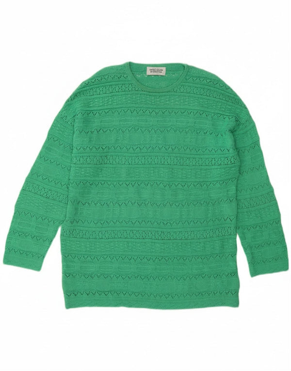 Pulover pentru femei Benetton cu paragate cu decolteu triplu UK 10 Small Green