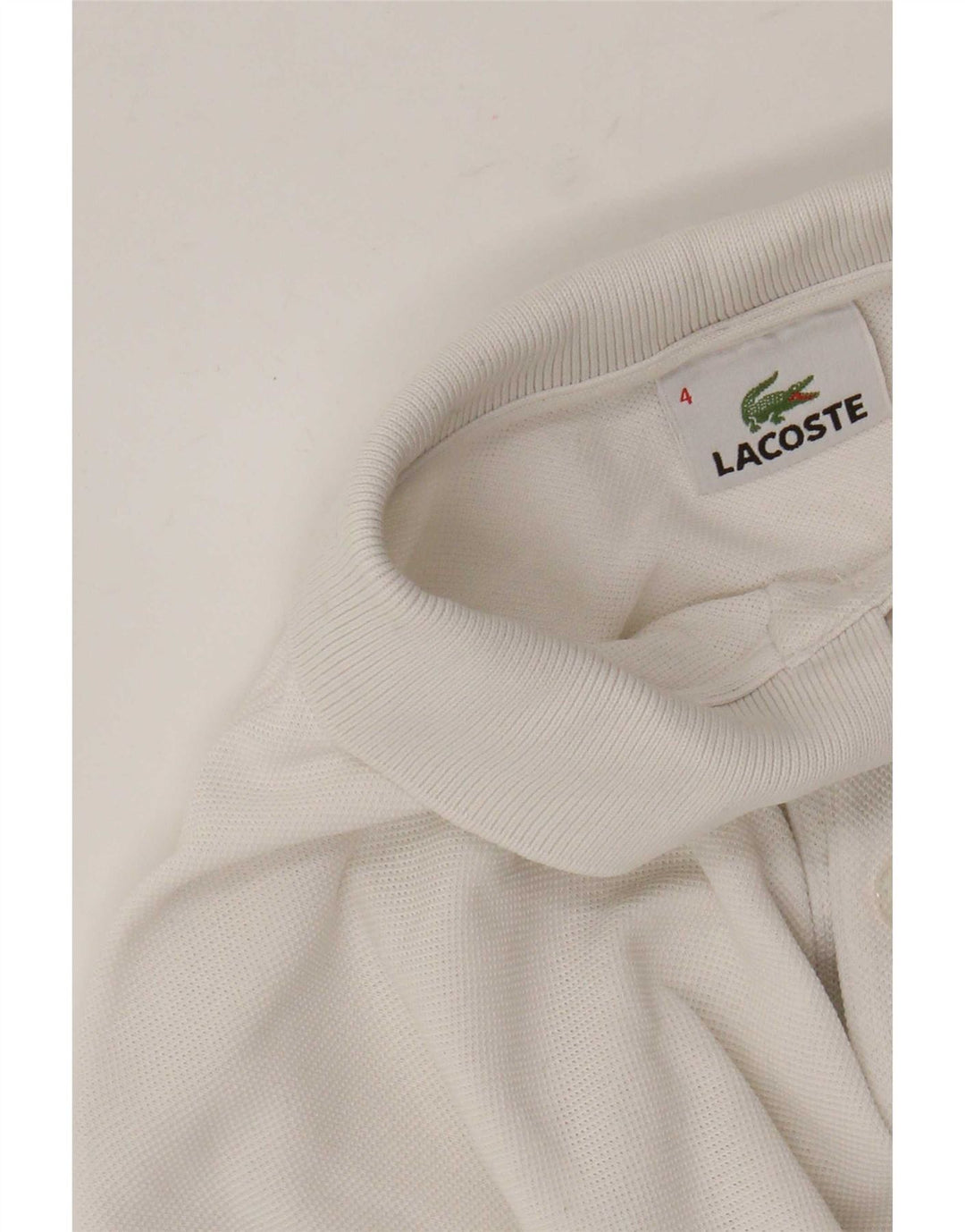 Tricou polo pentru bărbați Lacoste cu mânecă lungă, mărime 4, bumbac alb mediu