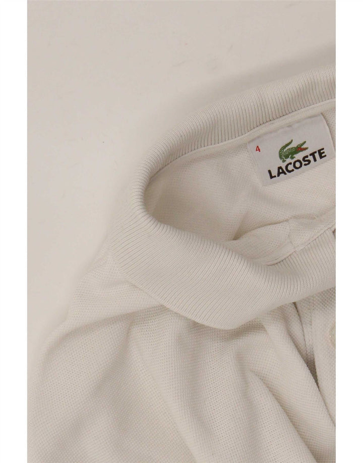 Tricou polo pentru bărbați Lacoste cu mânecă lungă, mărime 4, bumbac alb mediu