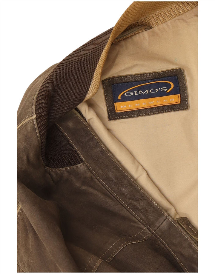 Bomber din piele pentru bărbați Gimo's UK 40 Maro mare