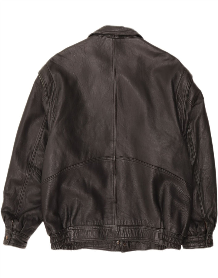 Jachetă de piele vintage pentru bărbați UK 44 2XL din piele neagră