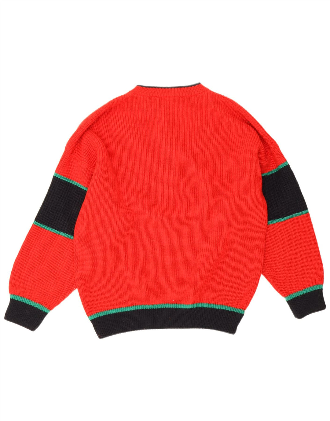 Pulover vintage pentru bărbați cu gât roșu IT 50, lână color bloc de culoare roșie medie