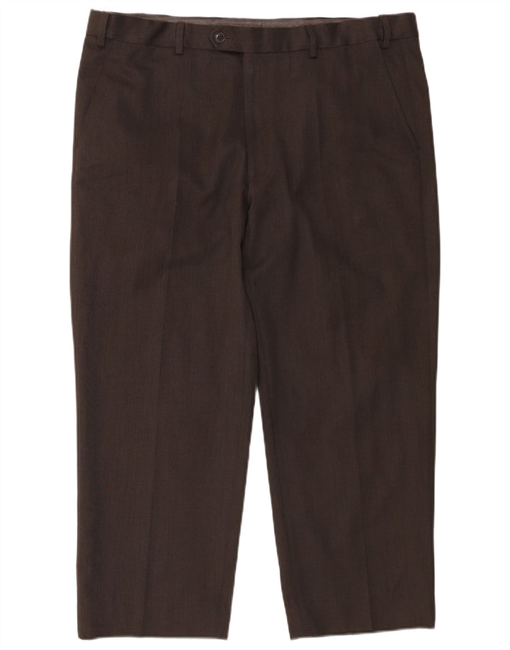Marks & Spencer Pantaloni de costum crop regular pentru bărbați W38 L25 poliester gri