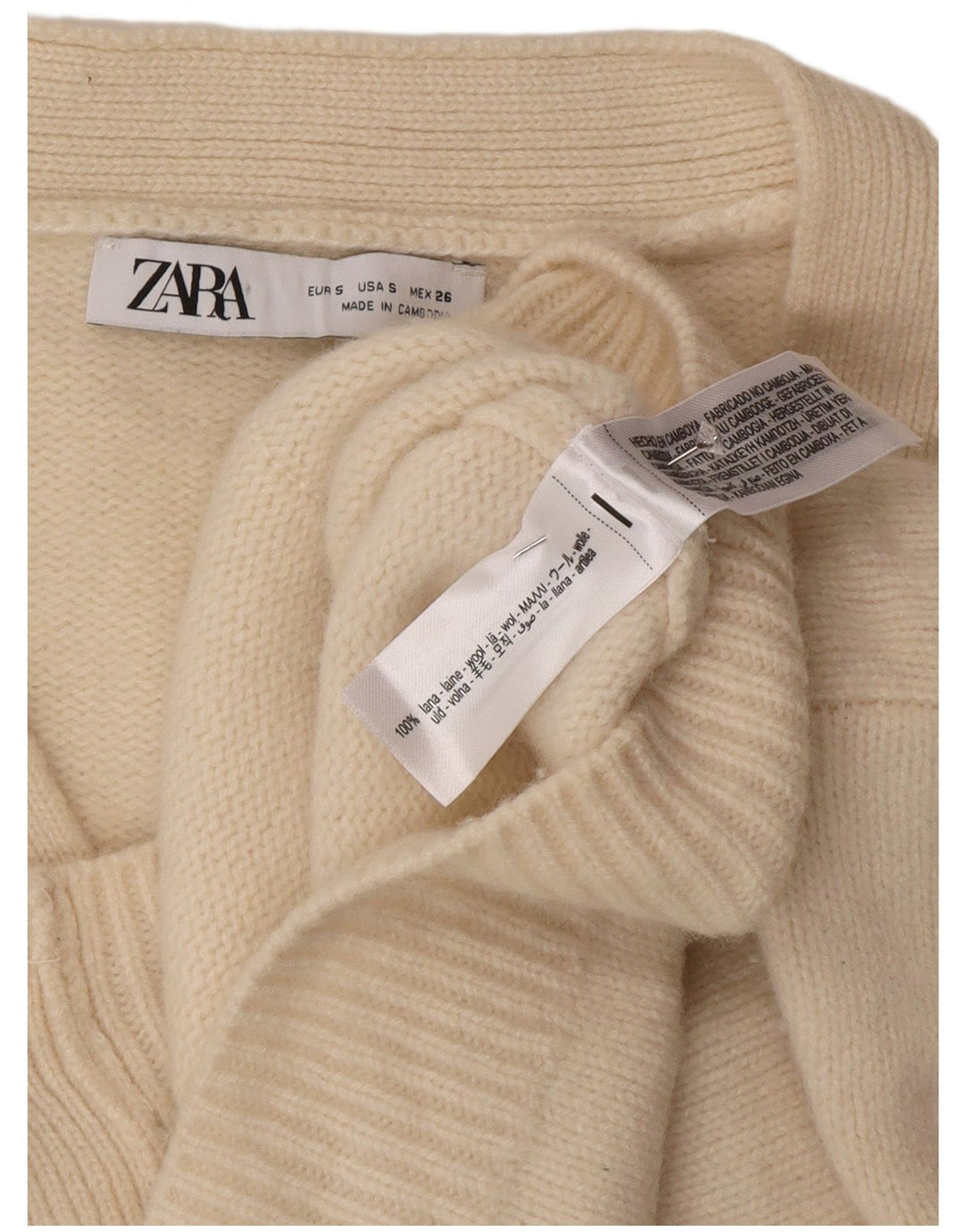 Pulover cardigan supradimensionat pentru femei Zara UK 10 Mic Lână bej