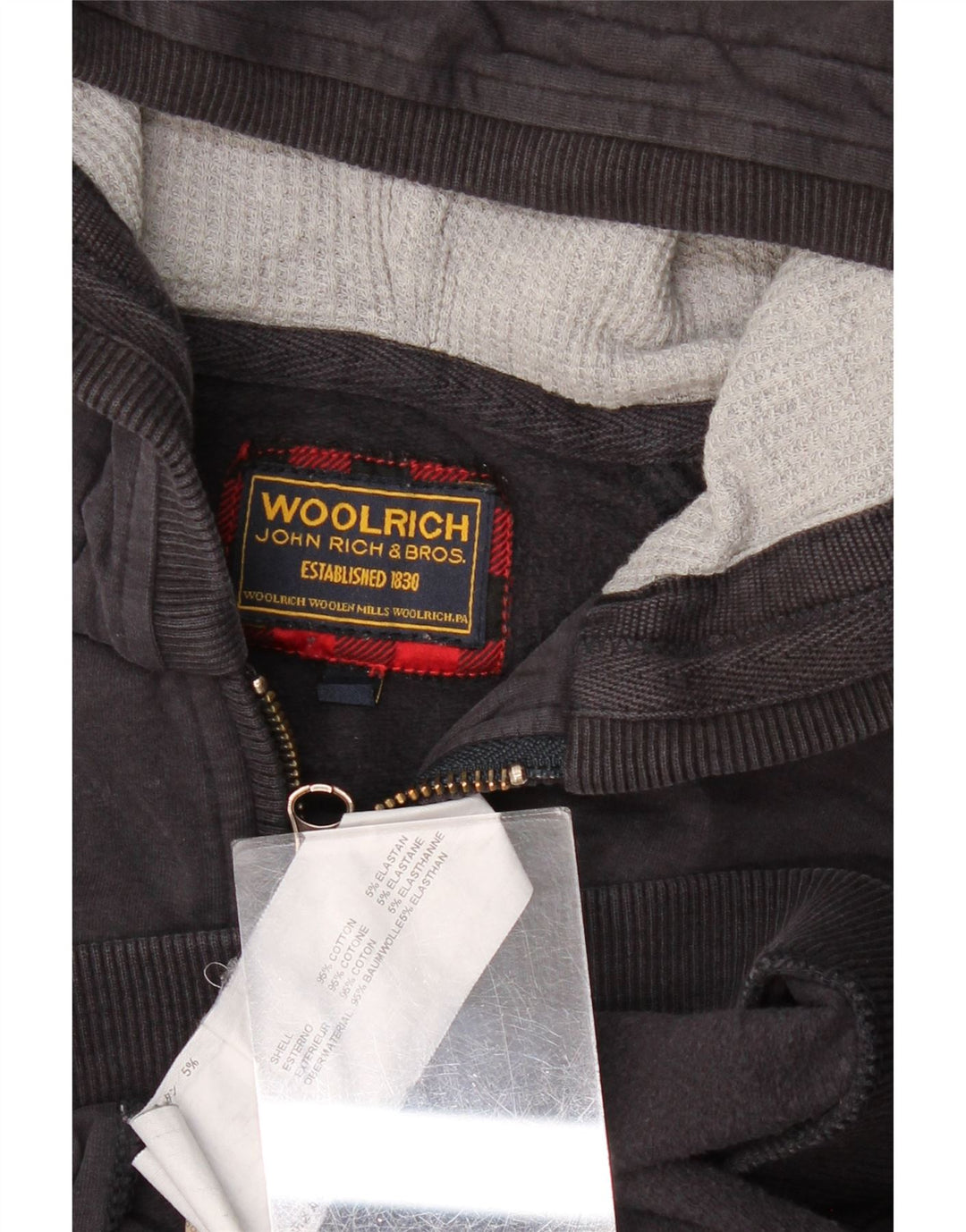 Pulover Woolrich pentru femei, cu fermoar, UK 12, bumbac mediu negru