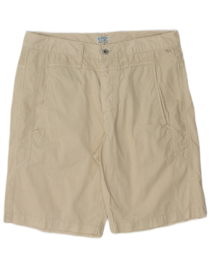 Pantaloni scurți casual pentru bărbați REPLAY W31, bumbac alb, mediu