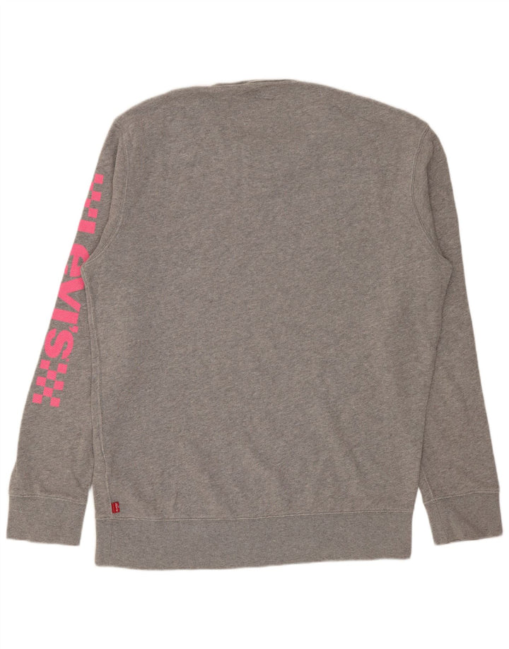 Pulover cu grafică Levi's pentru bărbați, bumbac cu pete, gri mediu
