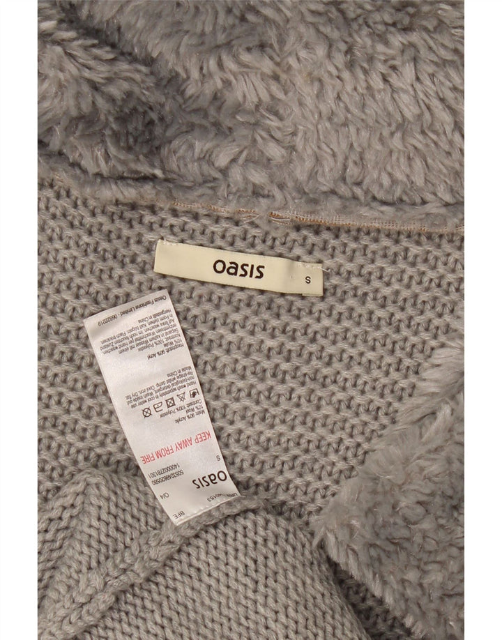 Pulover cardigan deschis asimetric pentru femei OASIS UK 10 mic gri acrilic