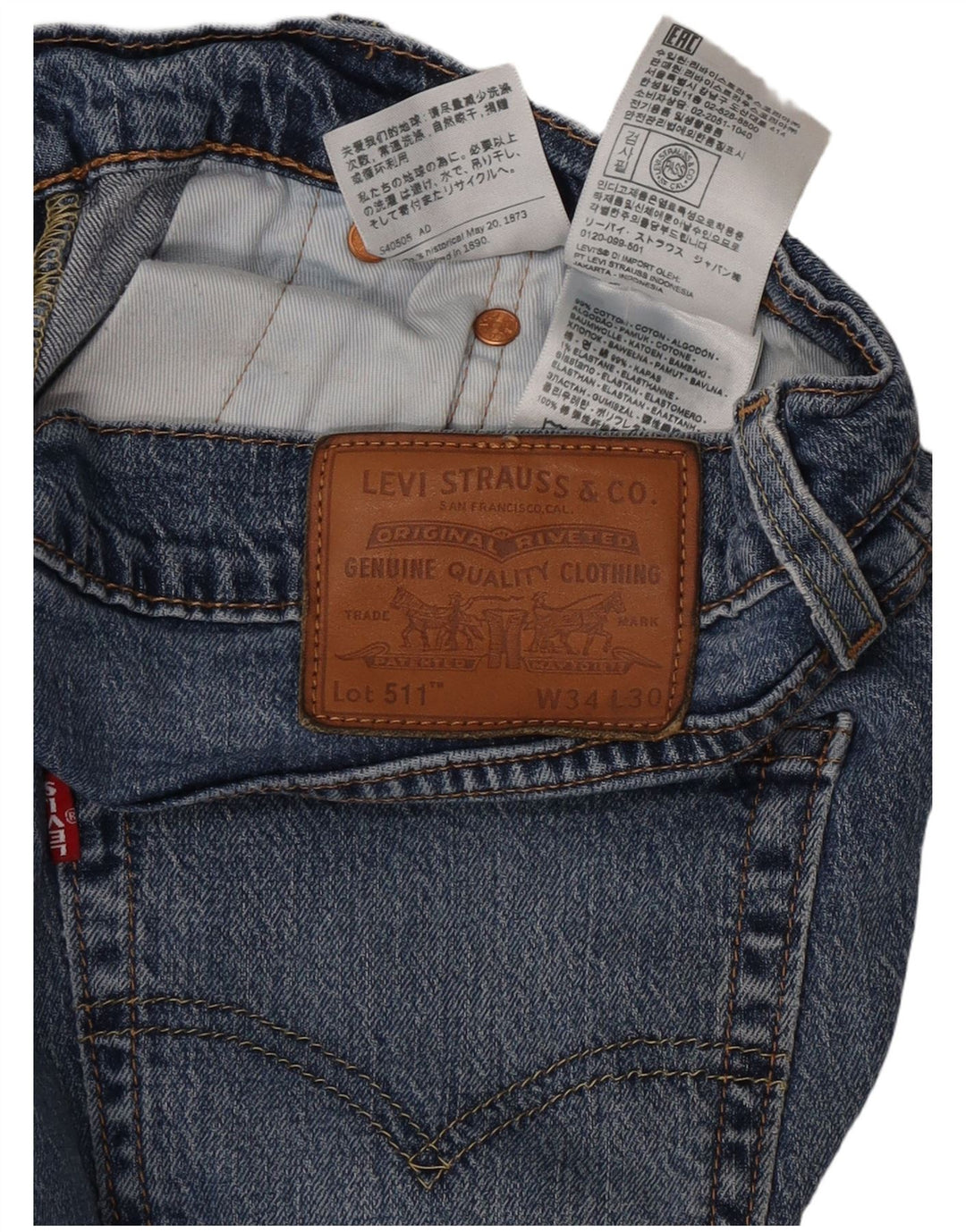 Blugi Levi's 511 Slim pentru bărbați W34 L30 Bumbac albastru