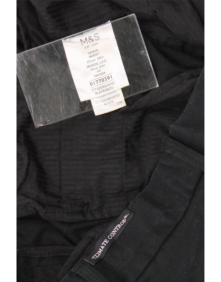 MARKS & SPENCER Pantaloni chino drepți pentru bărbați W38 L31 bumbac negru