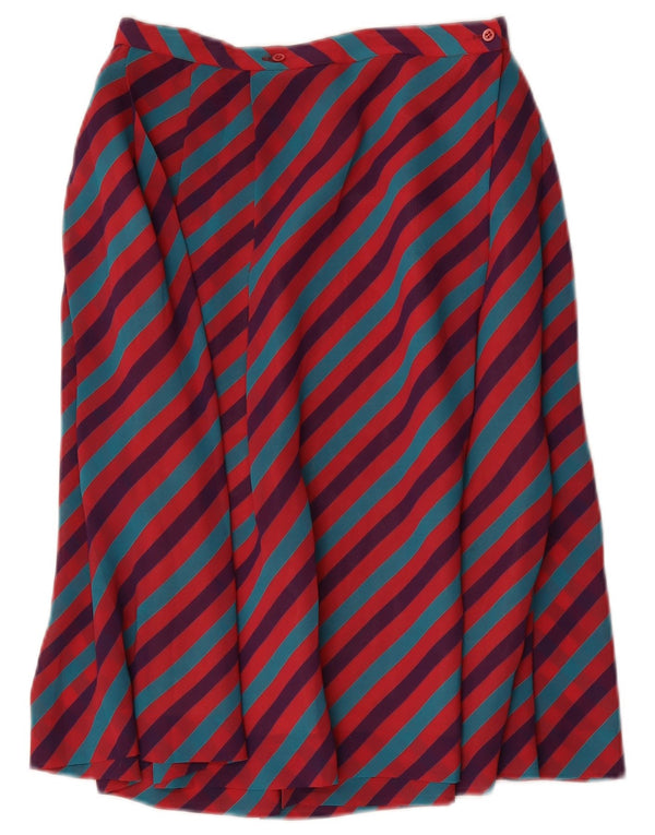 Fusta evazată pentru femei Vintage IT 46 Large W28 Poliester cu dungi multicolore