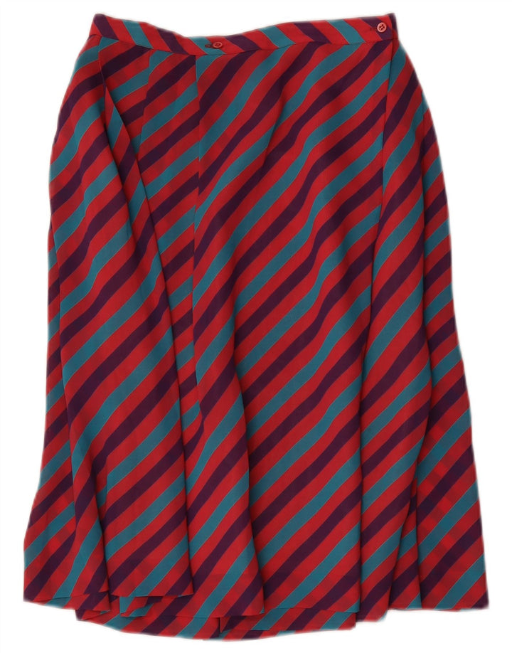 Fusta evazată pentru femei Vintage IT 46 Large W28 Poliester cu dungi multicolore