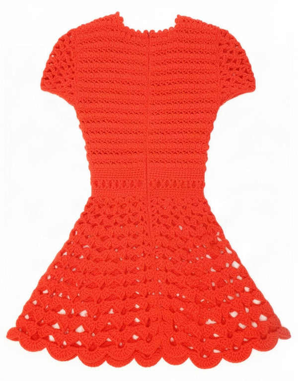 Rochie vintage cu mâneci scurte din croșetat pentru femei UK 10 Small Red