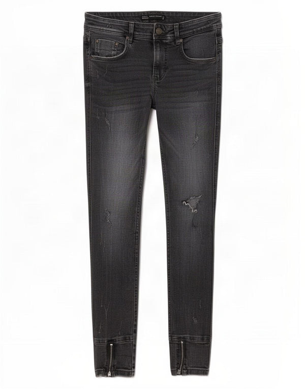 Zara femei Trafaluc blugi skinny distressed EU 36 XS W26 L27 gri