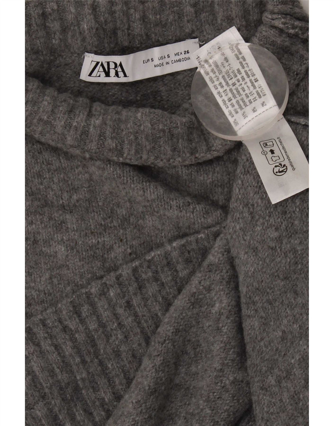Pulover oversize cu gât țestoasă pentru femei Zara UK 10 Mic gri acrilic