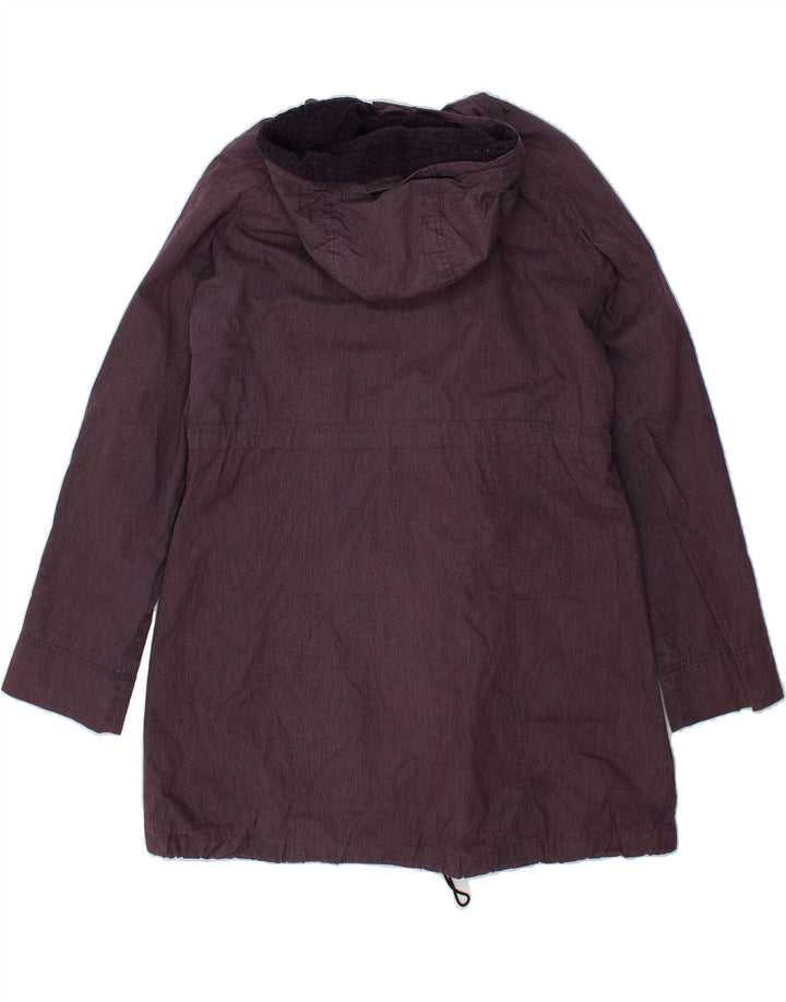 FAT FACE Womens Hooded Overcoat UK 14 Medium Purple Pinstripe Vintage Fat Face and Second-Hand Fat Face from Messina Hembry 
