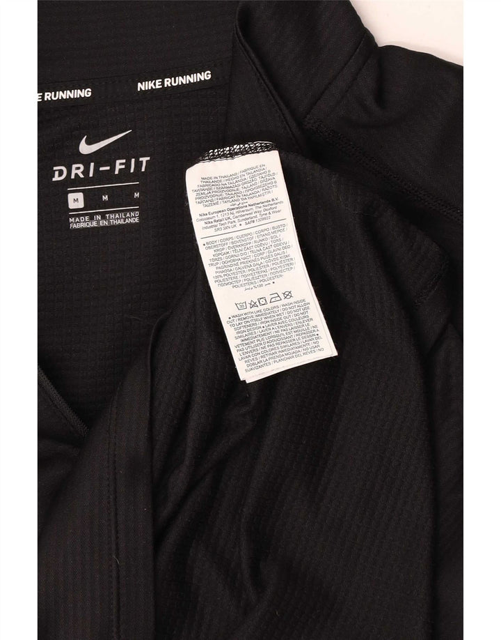 Top pentru bărbați Nike Dri Fit, cu fermoar, cu mânecă lungă, poliester negru mediu