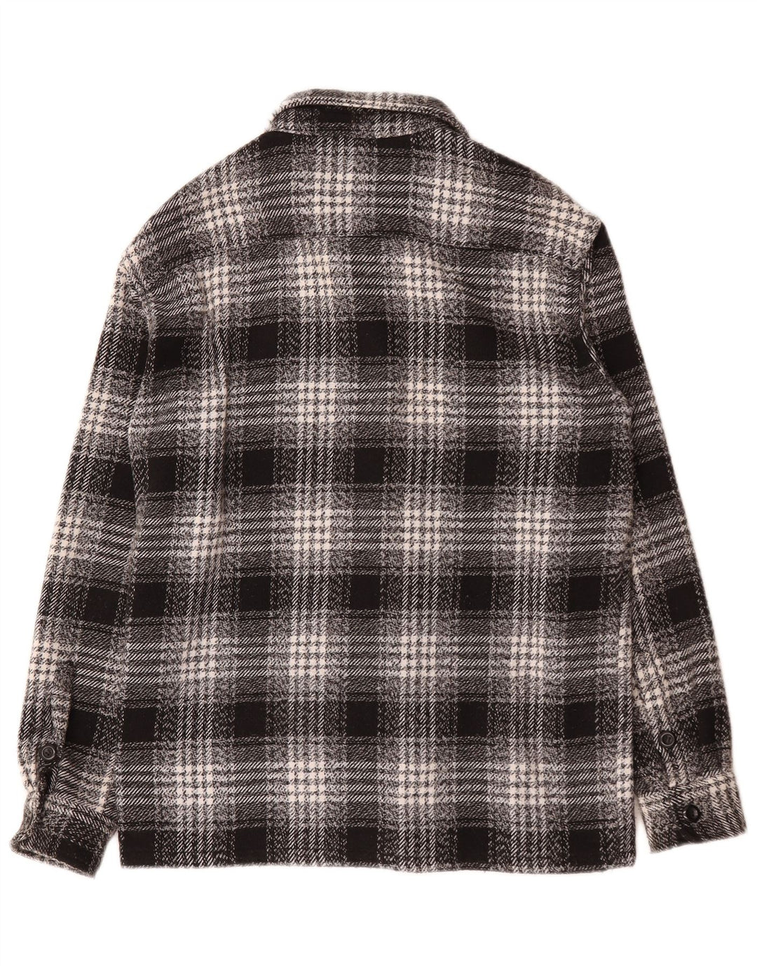 Cămașă Vintage pentru bărbați Cămașă de flanel, bumbac negru mediu cu carouri