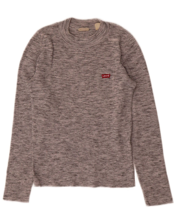 Pulover Levi's cu gât țestoasă pentru femei UK 8 Small Gri Flecked