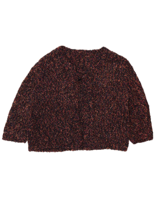 VINTAGE Pulover cardigan crop pentru femei UK 14 Medium Burgundy Flecked