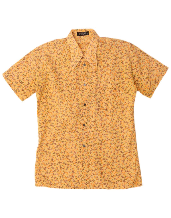 Cămașă Vintage pentru bărbați cu mânecă scurtă Mărimea 15 1/2 39 Medium Galben Floral