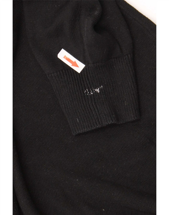 Pulover pentru bărbați Lyle & Scott, cu fermoar, cu gât, bumbac mare, negru