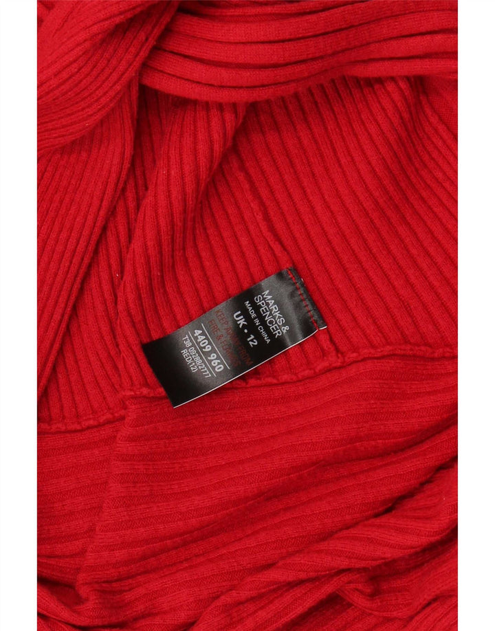 Pulover cardigan deschis pentru femei Marks & Spencer UK 12 Poliamidă roșie medie