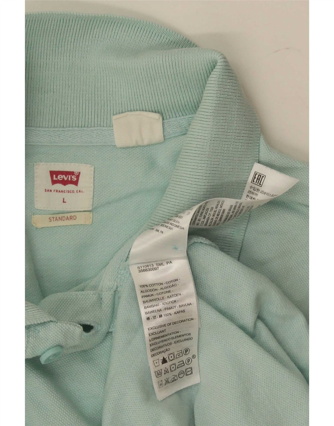 Tricou polo standard pentru bărbați Levi's, bumbac turcoaz mare