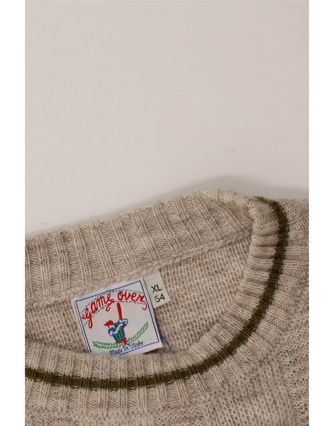 VINTAGE Mens Crew Neck Jumper Sweater XL Grey Argyle/Diamond Vintage Vintage and Second-Hand Vintage from Messina Hembry 