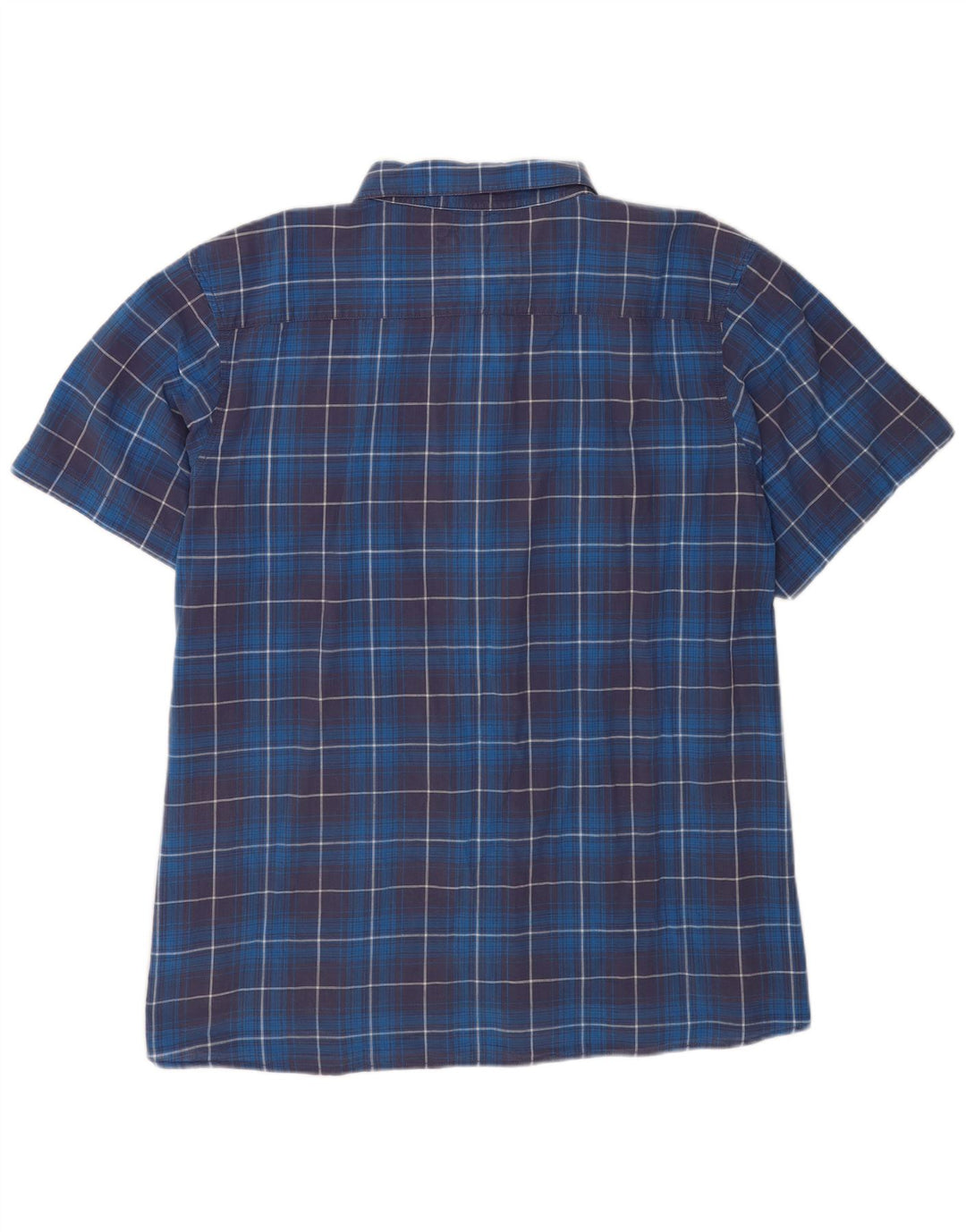 Cămașă cu mânecă scurtă pentru bărbați Weird Fish, bumbac cu check albastru 5XL