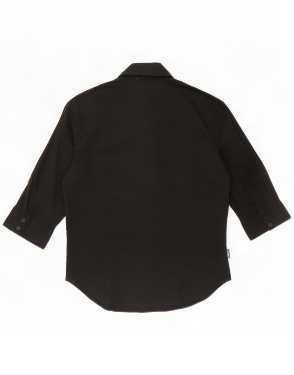 Cămașă cu mânecă scurtă pentru femei Moschino UK 12, bumbac mediu negru