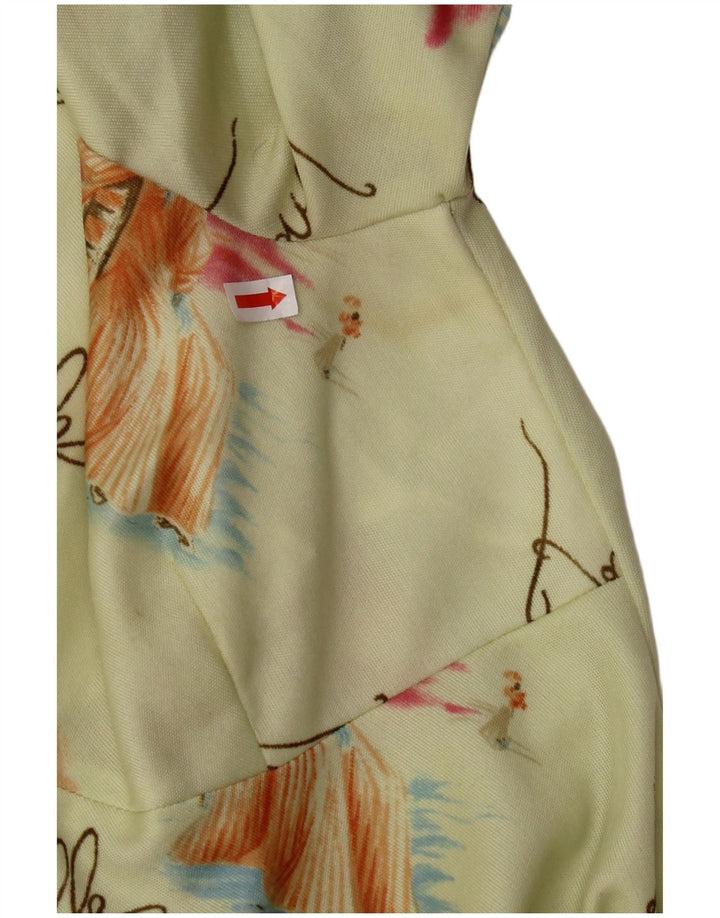 VINTAGE Rochie A-Line cu model abstract pentru femei UK 8 Small Green