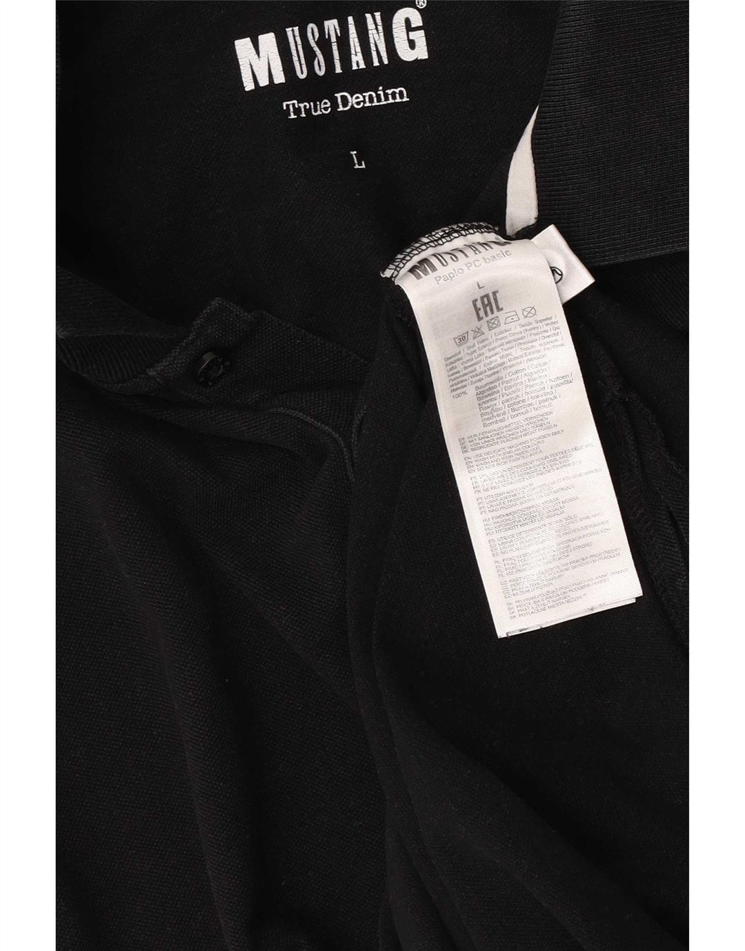 Tricou polo pentru bărbați Mustang, bumbac negru mare