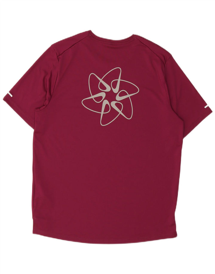 NIKE Mens Dri Fit Graphic T-Shirt Top Medium Burgundy Polyester