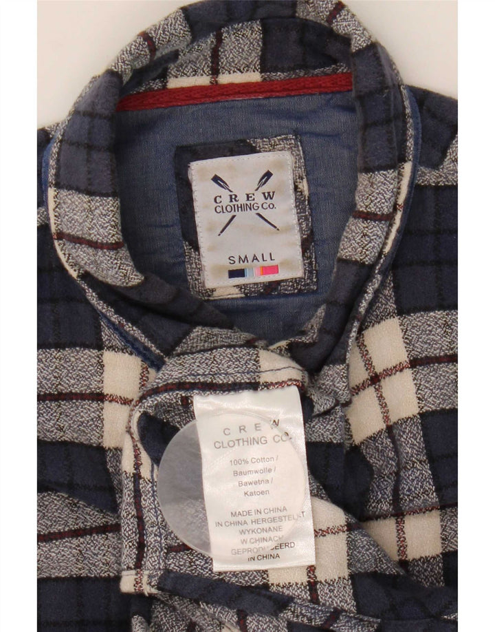 Crew Clothing Cămașă de flanel pentru bărbați, bumbac cu carouri, albastru bleumarin