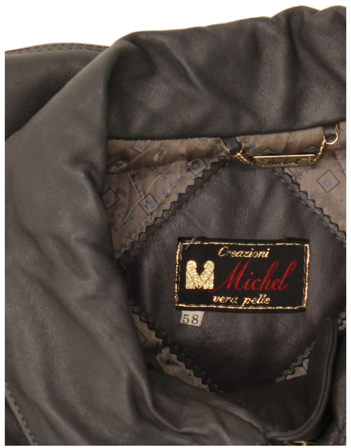 Jachetă din piele pentru bărbați Michel IT 58 4XL din piele gri