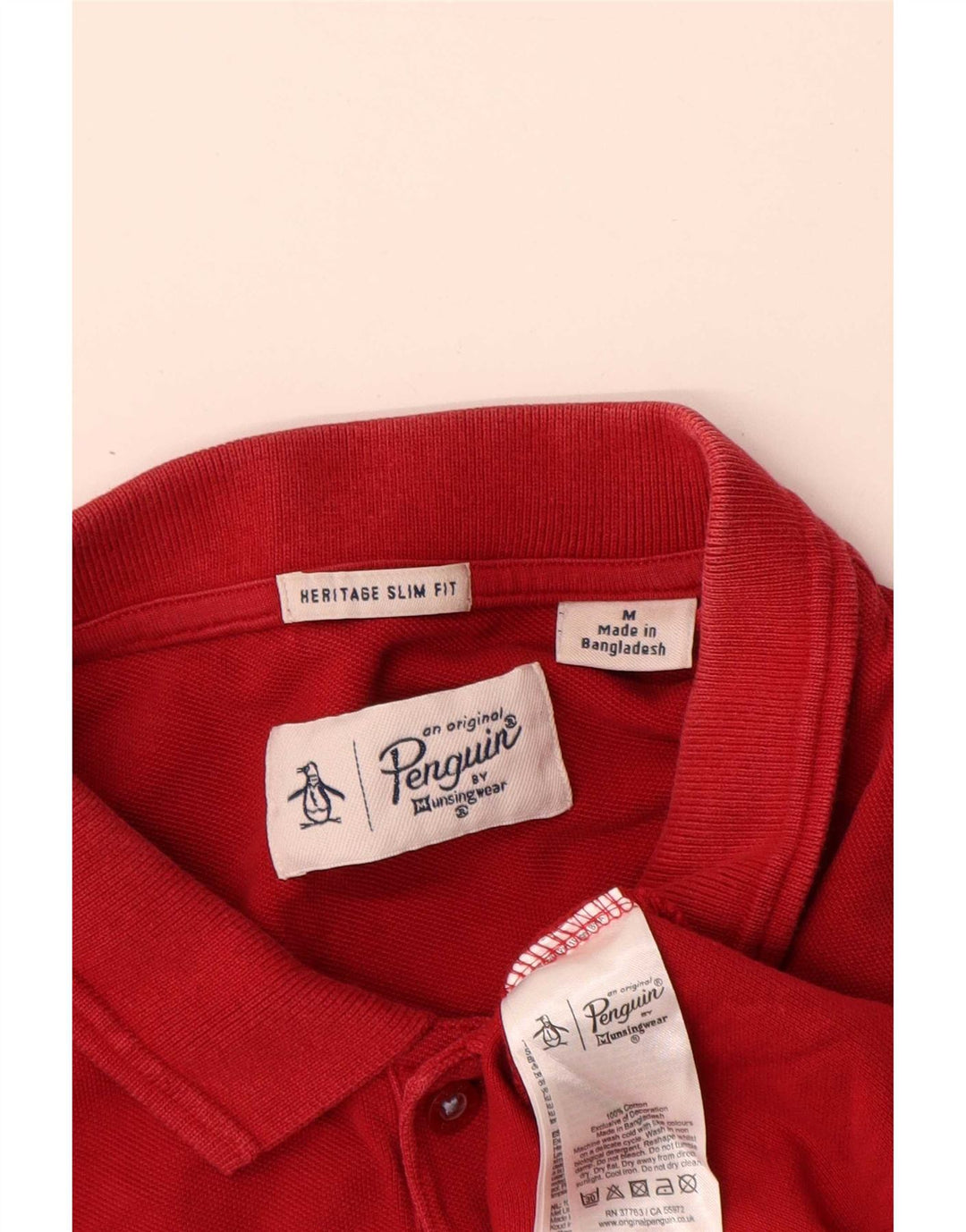 Tricou polo pentru bărbați Penguin Heritage Slim Fit, bumbac roșu mediu