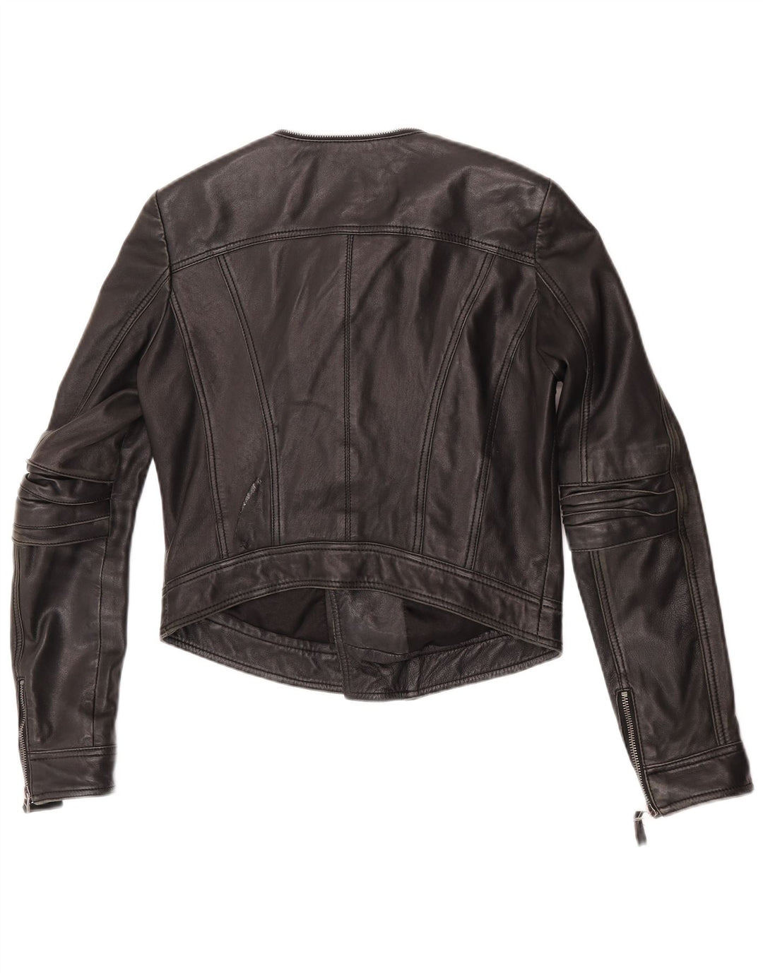 Jachetă din piele Max Crop Biker pentru femei UK 12 Medium Black Leather