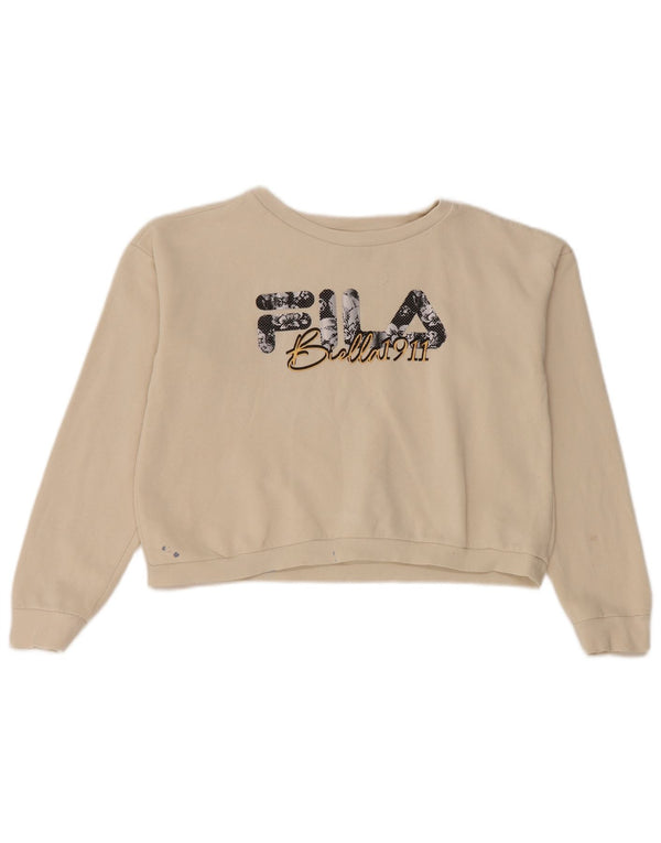 Pulover Fila Fete Crop Graphic Pulover 15-16 Ani Bej Bumbac