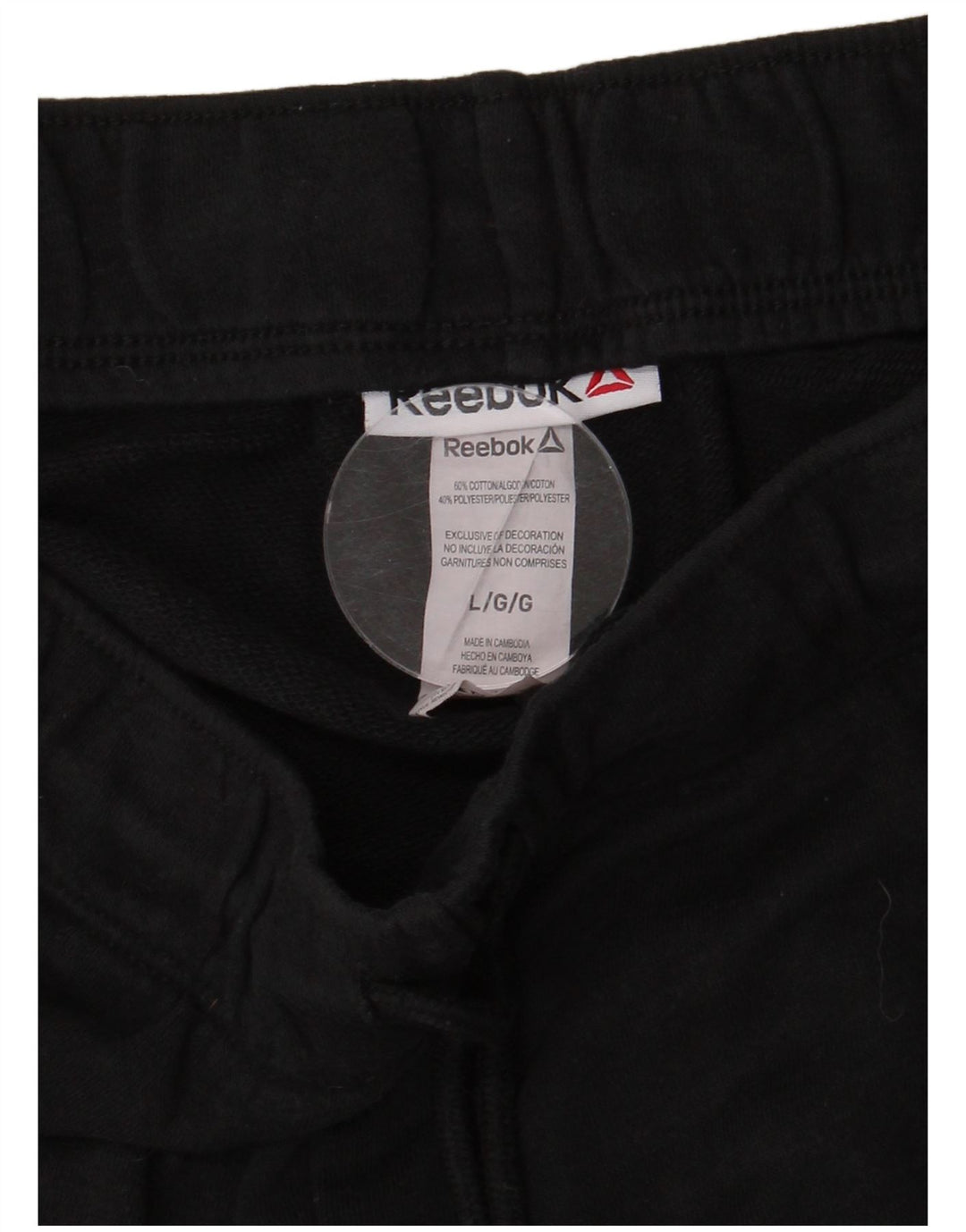 Pantaloni scurti sport REEBOK UK 14, mari, negru, bumbac