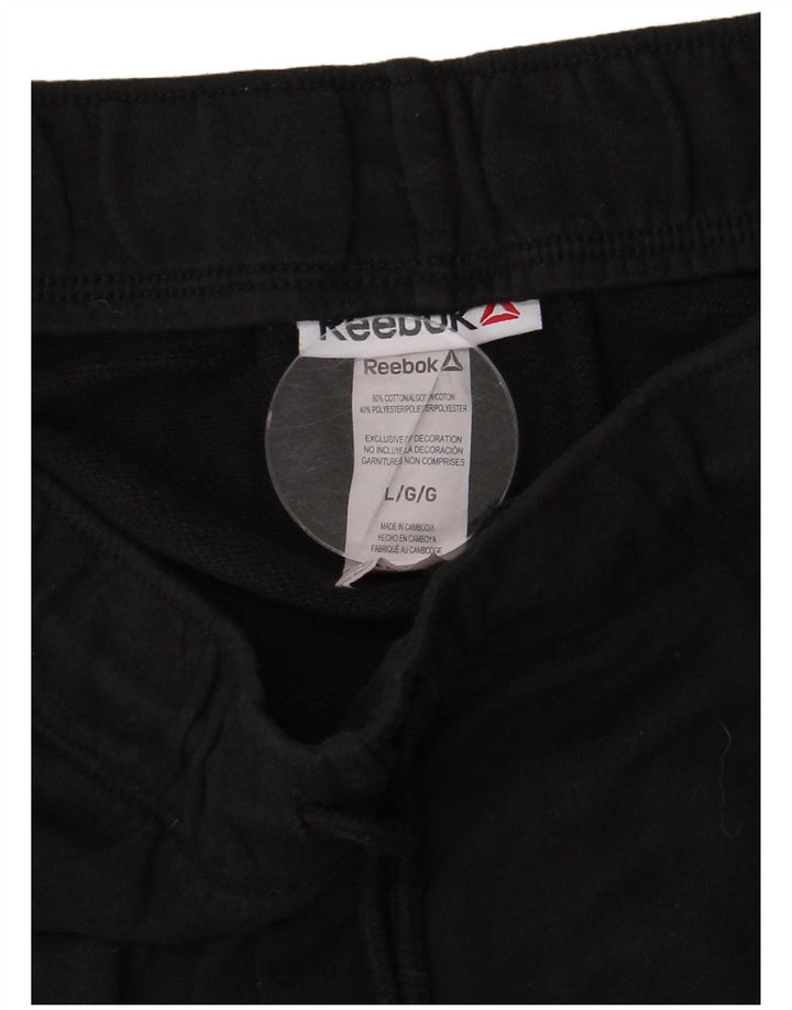 Pantaloni scurti sport REEBOK UK 14, mari, negru, bumbac